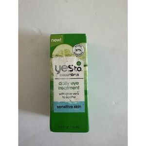 Yes To Cucumbers Daily Eye Treatment 0.5oz Sensitive Skin 97% Natural Aloe‎ Vera